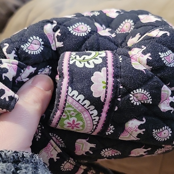 Vera Bradley black and pink elephant print purse. This is a medium-sized purse. - Picture 8 of 10